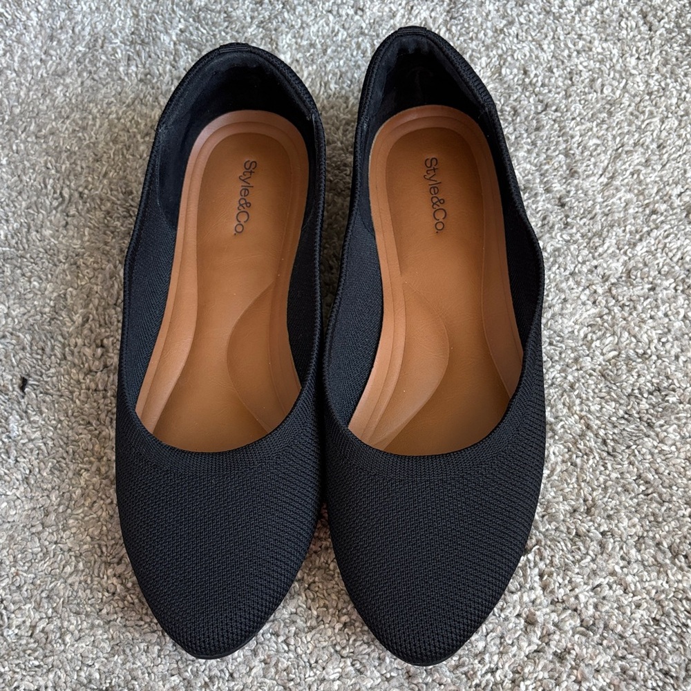 Style & Co. Black Knit Slip-On Ballet Flats